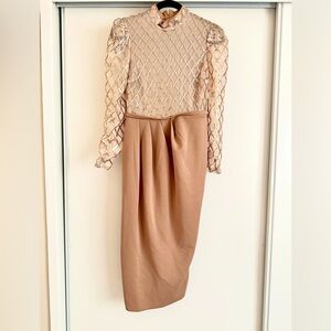 Size M Rose Gold Sequin & Tan Dress